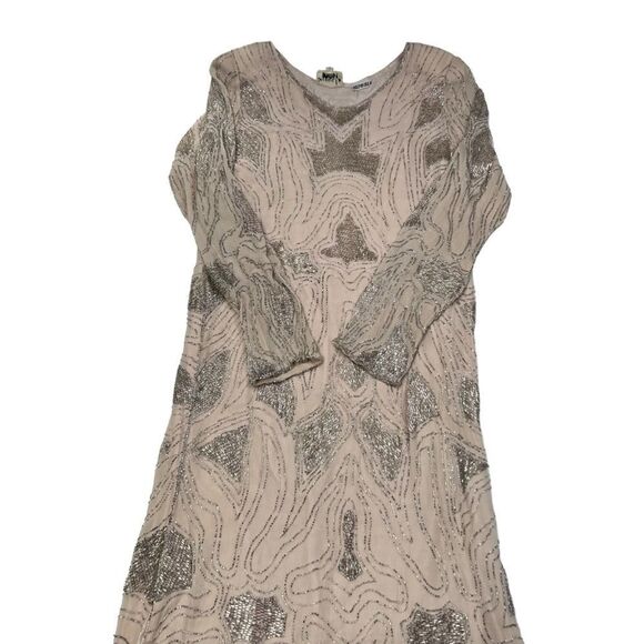 Vintage 100% Silk Swee Lo Hand Beaded Art Deco Midi Dress Size Small - Picture 9 of 13